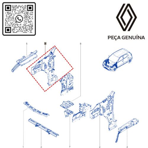 RN 304457R 762304457R Coluna Paralama Interno DIR Original Renault Kwid 4